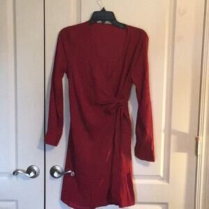 Unbranded new without tags, red long sleeve, wraparound dress